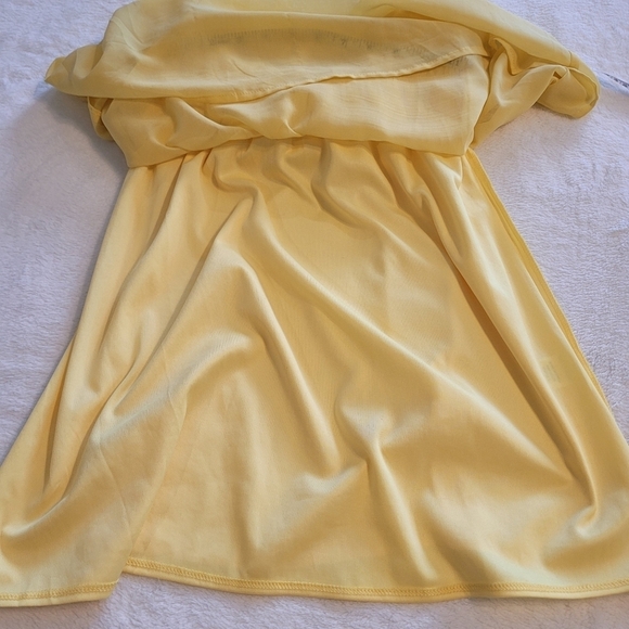 Bright Yellow Mini Ruffle Sweetheart Neck‎ Summer Sun Dress Size Small - Picture 4 of 14